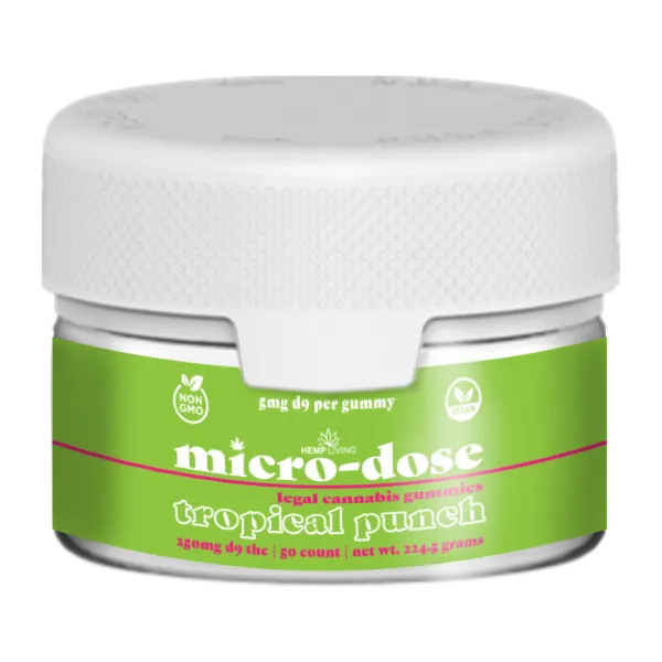 Hemp Living - Delta 9 Micro-Dose Gummies 5mg - 50ct Jar (250mg D9 THC) - Tropical Punch
