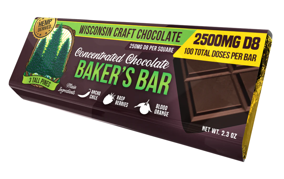 3 Tall Pines Concentrated Chocolate Baker's Bar 2500mg D8