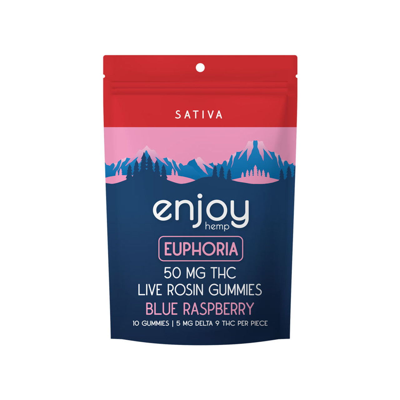 Enjoy Hemp - Live Rosin Microdose Delta 9 THC 50mg Gummies for Euphoria (Sativa-Infused Blue Raspberry) - 5 mg each | 10 gummies