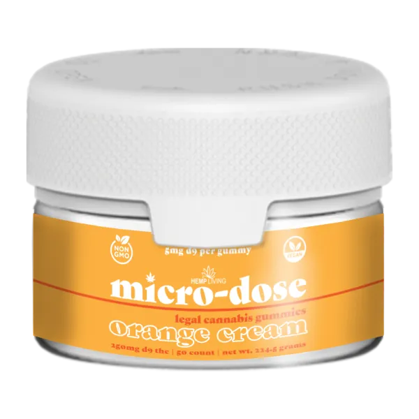 Hemp Living - Delta 9 Micro-Dose Gummies 5mg - 50ct Jar (250mg D9 THC) - Orange Cream