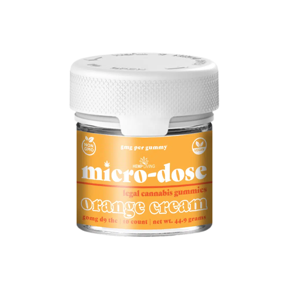 Hemp Living - Delta 9 Micro-Dose Gummies 5mg - 10ct Jar (50mg D9 THC) - Orange Cream