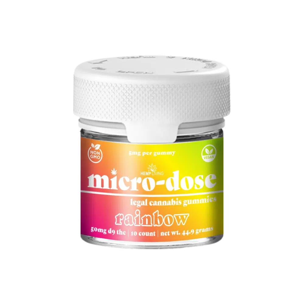 Hemp Living - Delta 9 Micro-Dose Gummies 5mg - 10ct Jar (50mg D9 THC) - Rainbow