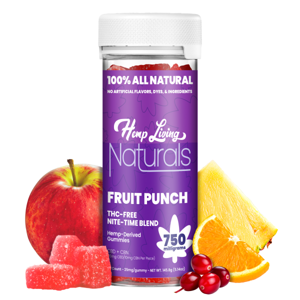 Naturals – CBD 15mg + CBN 10mg Gummies – THC-Free Nite-Time Blend – Fruit Punch – 30ct Jar – 750mg
