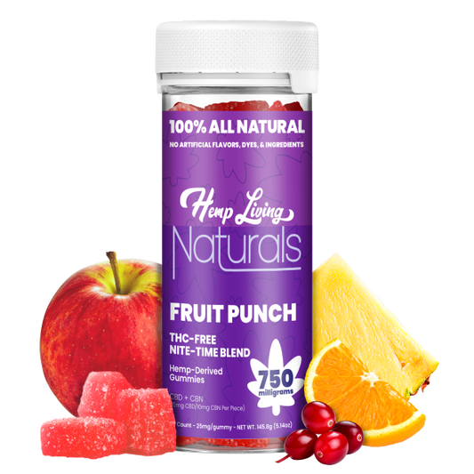 Naturals – CBD 15mg + CBN 10mg Gummies – THC-Free Nite-Time Blend – Fruit Punch – 30ct Jar – 750mg