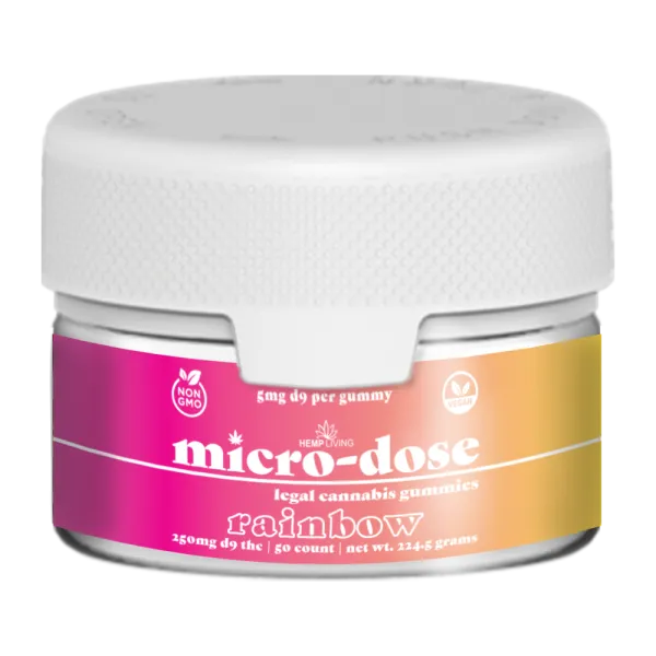 Hemp Living - Delta 9 Micro-Dose Gummies 5mg - 50ct Jar (250mg D9 THC) - Rainbow
